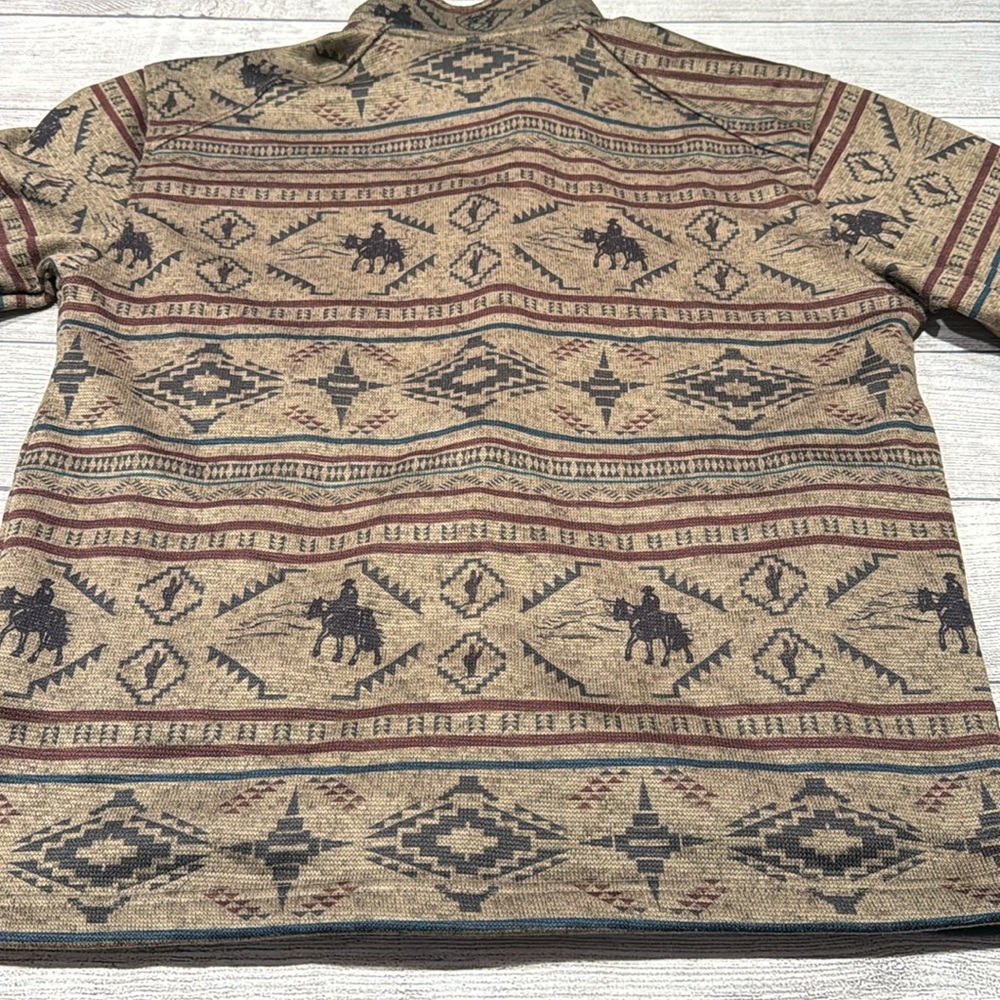 Men's Ariat Caldwell Western Print Full Zip Sweater size M brown - Picture 13 of 14